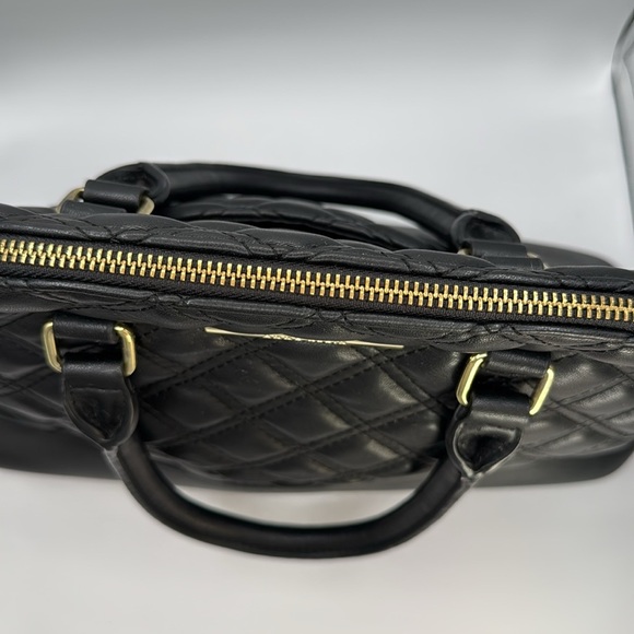 Anne Klein black quilted with tan polka dot interior bag - Picture 5 of 13